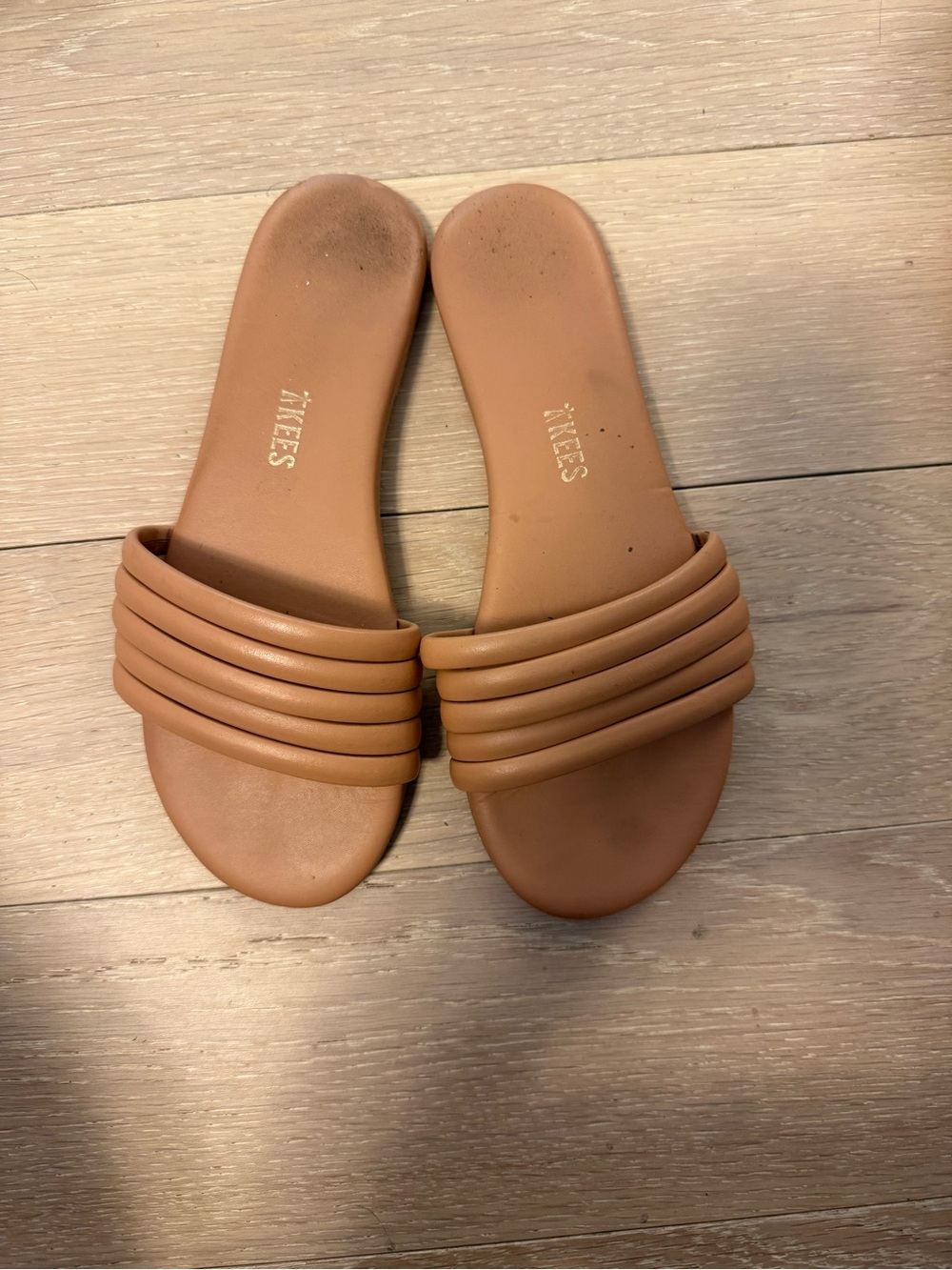 TKEES Cognac Quilted Tube Slide Sandals